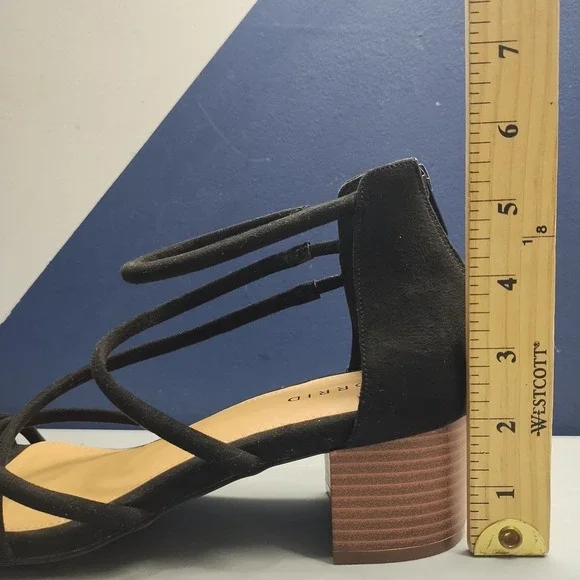 Torrid Strappy Sandals Womens US 10W Black Fabric Block Heel Open Toe Back Zip - Picture 9 of 9